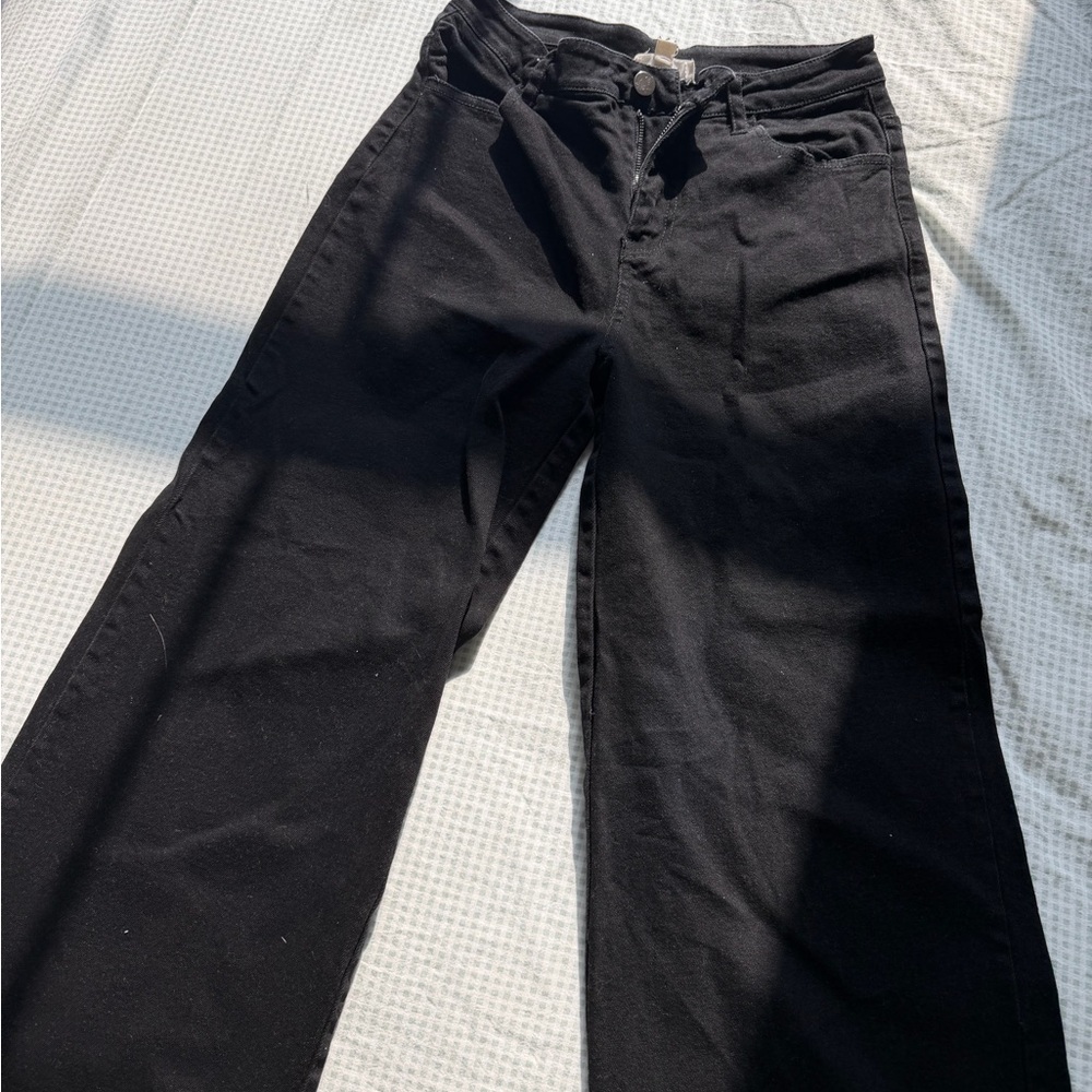 entro Black Wide-Leg Jeans — High-Rise Flare
